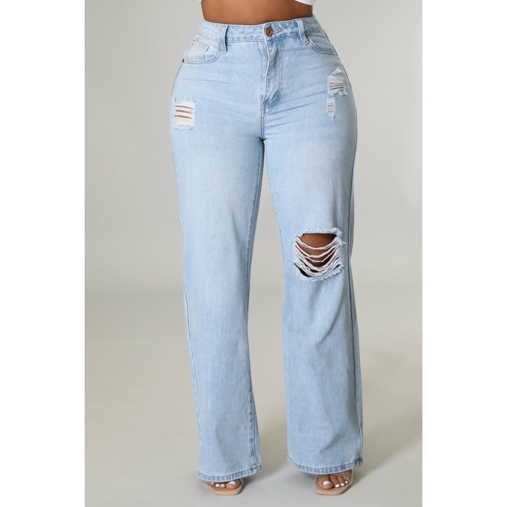 Light Blue Distressed Women Jeans